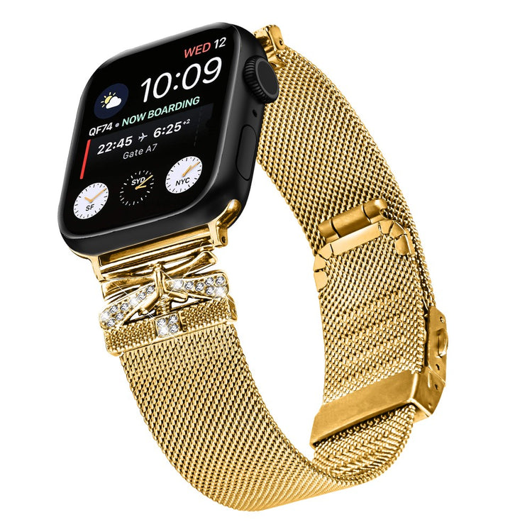 Great Apple Smartwatch Metal And Rhinestone Universel Strap - Gold#serie_1