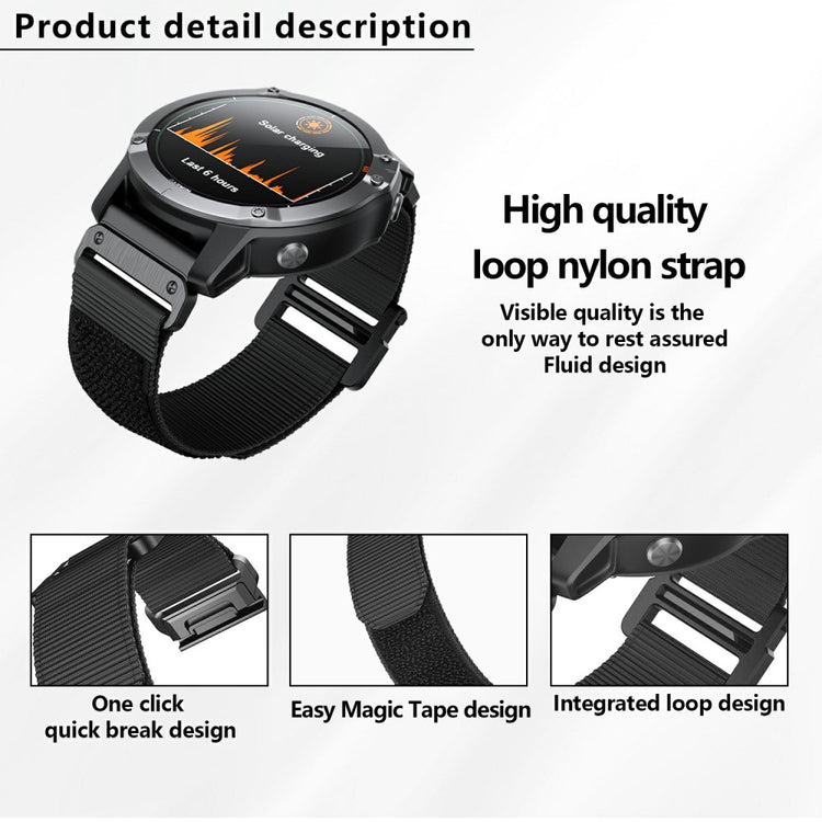 Comfortable Garmin Smartwatch Nylon Universel Strap - Black#serie_1