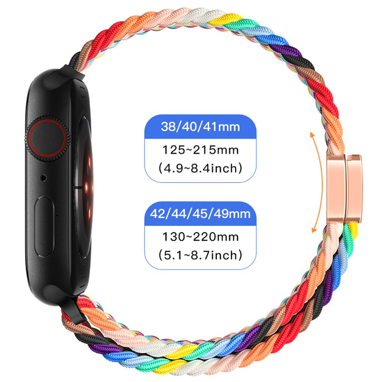 For Apple Watch Ultra 2 Ultra 49mm  /  9 8 7 45mm  /  SE (2023) SE (2022) SE 6 5 4 44mm  /  3 2 1 42mm Watch Strap Braided Nylon Band - W Texture+Colorful#serie_1