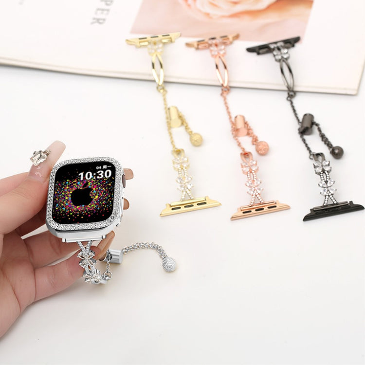 Rhinestone Flower Copper Band for Apple Watch Ultra 2 Ultra 49mm / Series 9 8 7 45mm / 6 5 4 SE (2022) SE (2023) SE 44mm / 3 2 1 42mm Bracelet - Silver#serie_4