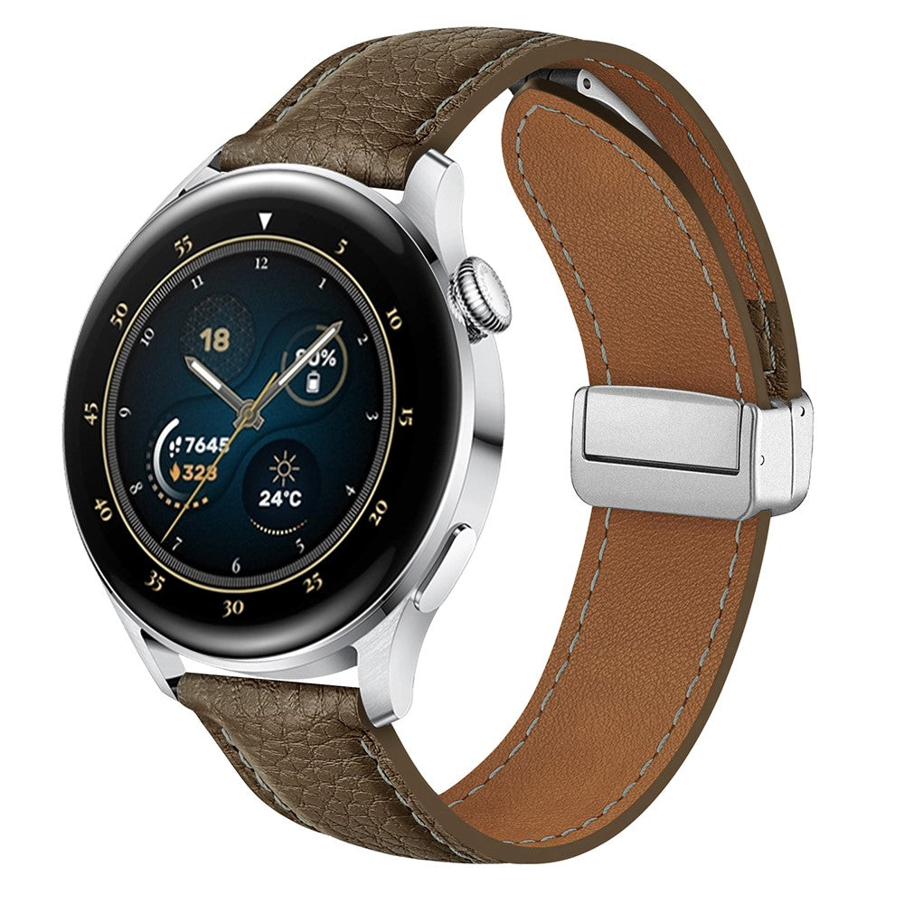 For Samsung Galaxy Watch3 45mm / Huawei Watch GT 4 46mm Leather Strap 22mm Magnetic Watch Band - Mud Grey#serie_4