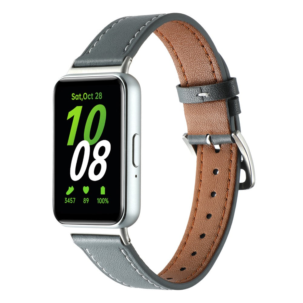 Super Strong Samsung Galaxy Fit 3 Genuine Leather Strap - Silver#serie_7