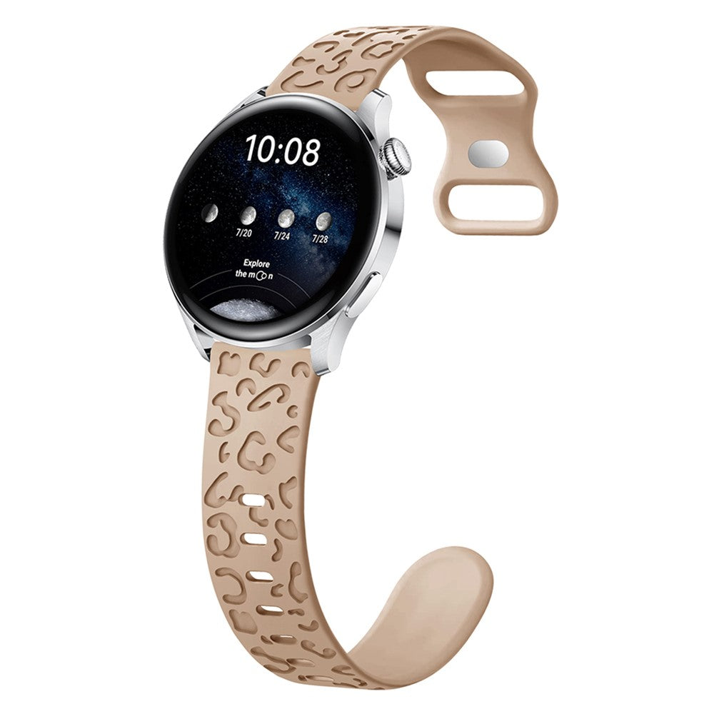 Samsung Galaxy Watch6 Classic 47mm / 43mm / Garmin Venu Sq 2 20mm Silicone Watch Band Leopard Printed - Milk Tea#serie_6