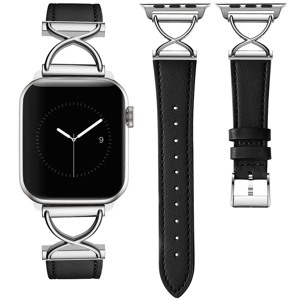 Durable Apple Smartwatch Genuine Leather Universel Strap - Silver#serie_446