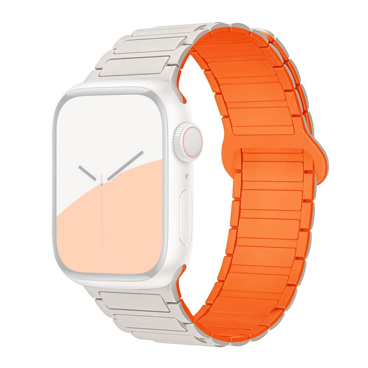 Apple Watch Ultra 2 Ultra 49mm / 9 8 7 45mm / 6 5 4 SE (2022) SE (2023) SE 44mm / 3 2 1 42mm Silicone Strap Magnetic - Starlight / Orange#serie_14