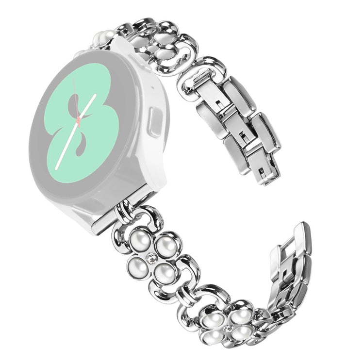 Garmin Vivomove Sport / Venu 2 Plus Stainless Steel Bracelet Pearls Four Leaf Clover Watch Strap - Silver#serie_1