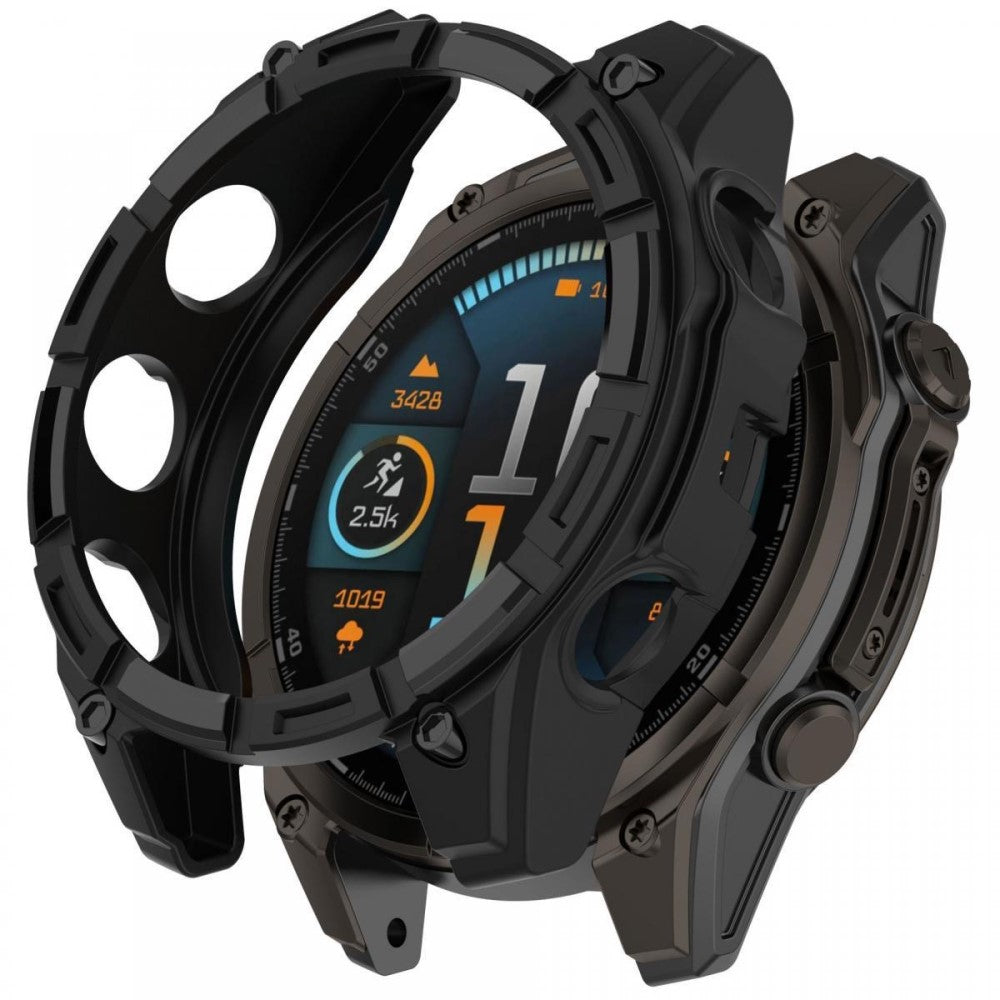 Garmin Fenix 8 43mm Flexible Watch Case Anti-Scratch Hollow Watch Frame Cover - Black#serie_1