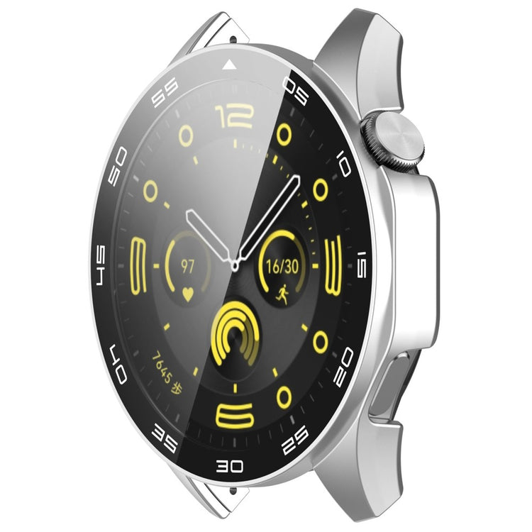 Huawei Watch GT 4 46mm Watch Case Tempered Glass Screen Protector Frame Cover with Dial Plate - Silver - Sølv#serie_1