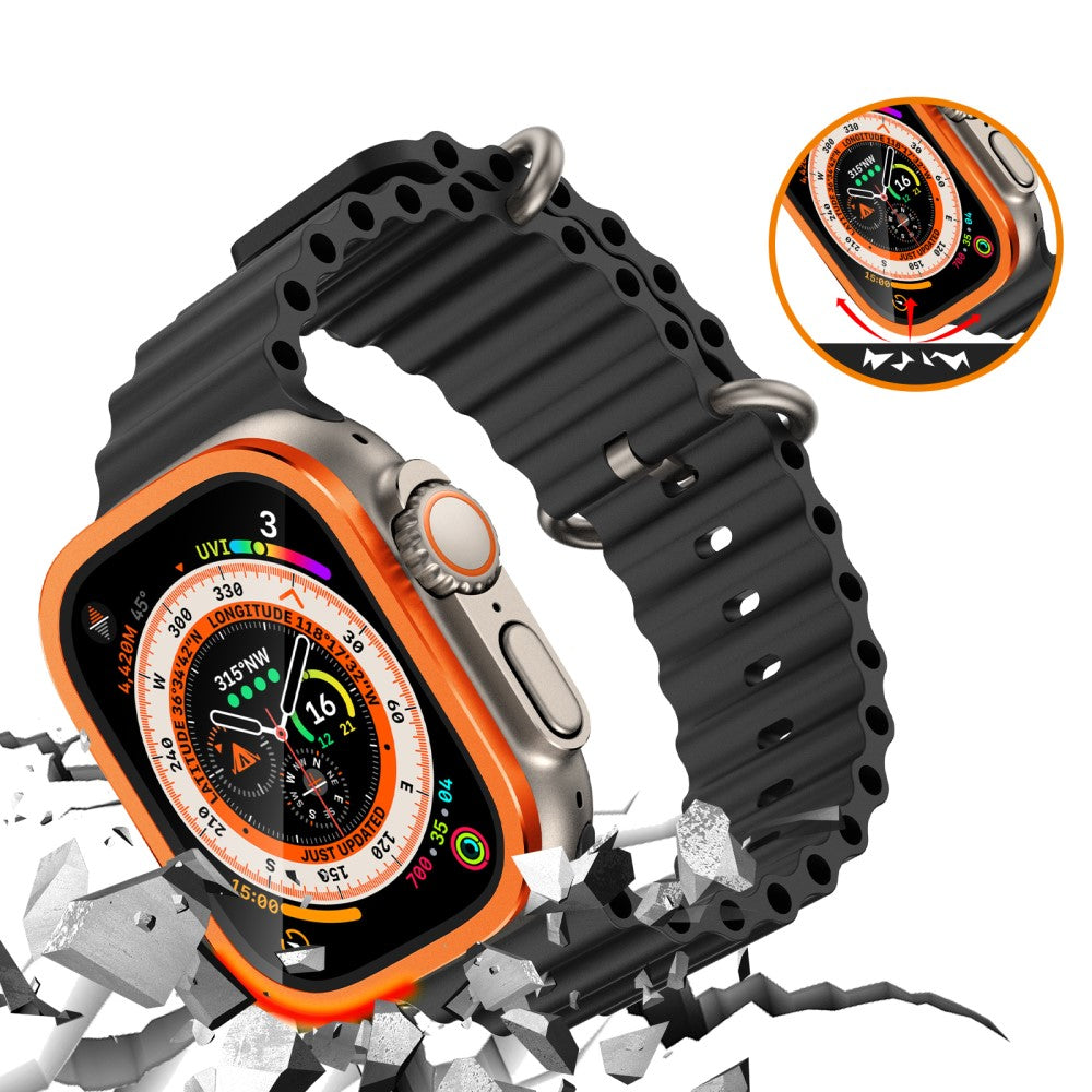 Mega Fint Universal Cover med Skærmbeskytter i Glas passer til Apple Watch Ultra / Apple Watch Ultra 2 - Orange#serie_1
