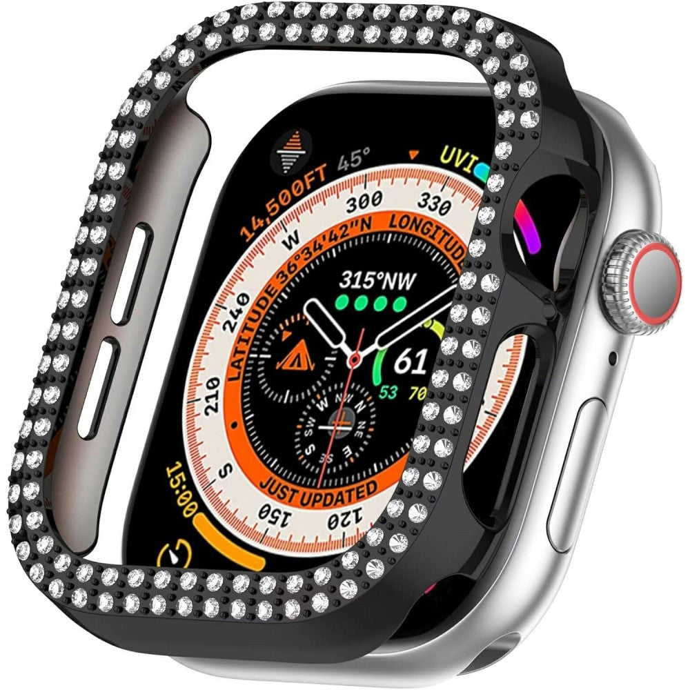 Apple Watch Series 10 42mm Bump Resistant Case Hollow Design Rhinestone Decor Watch Frame Cover - Black#serie_1