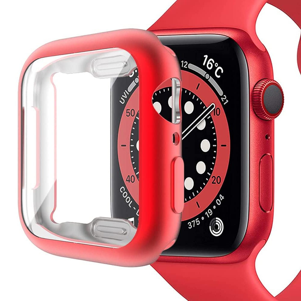 Apple Watch SE (2022) / SE / 6 / 5 / 4 44mm Soft flexible Case Electroplating Watch Case Cover with Screen Protector - Red#serie_3