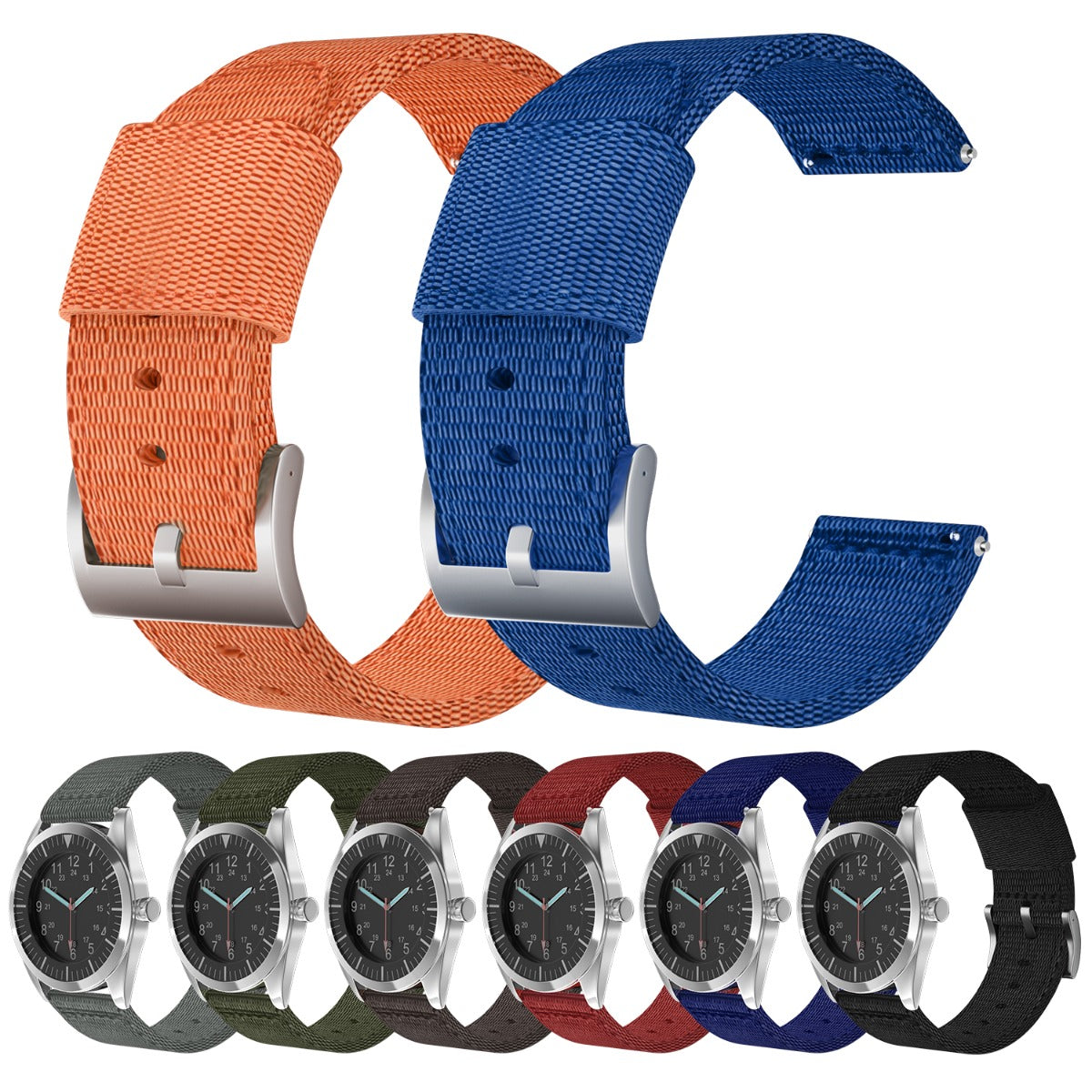 Rigtigt Hårdfør Nylon Rem passer til 24mm - Blå#serie_bfwu104i