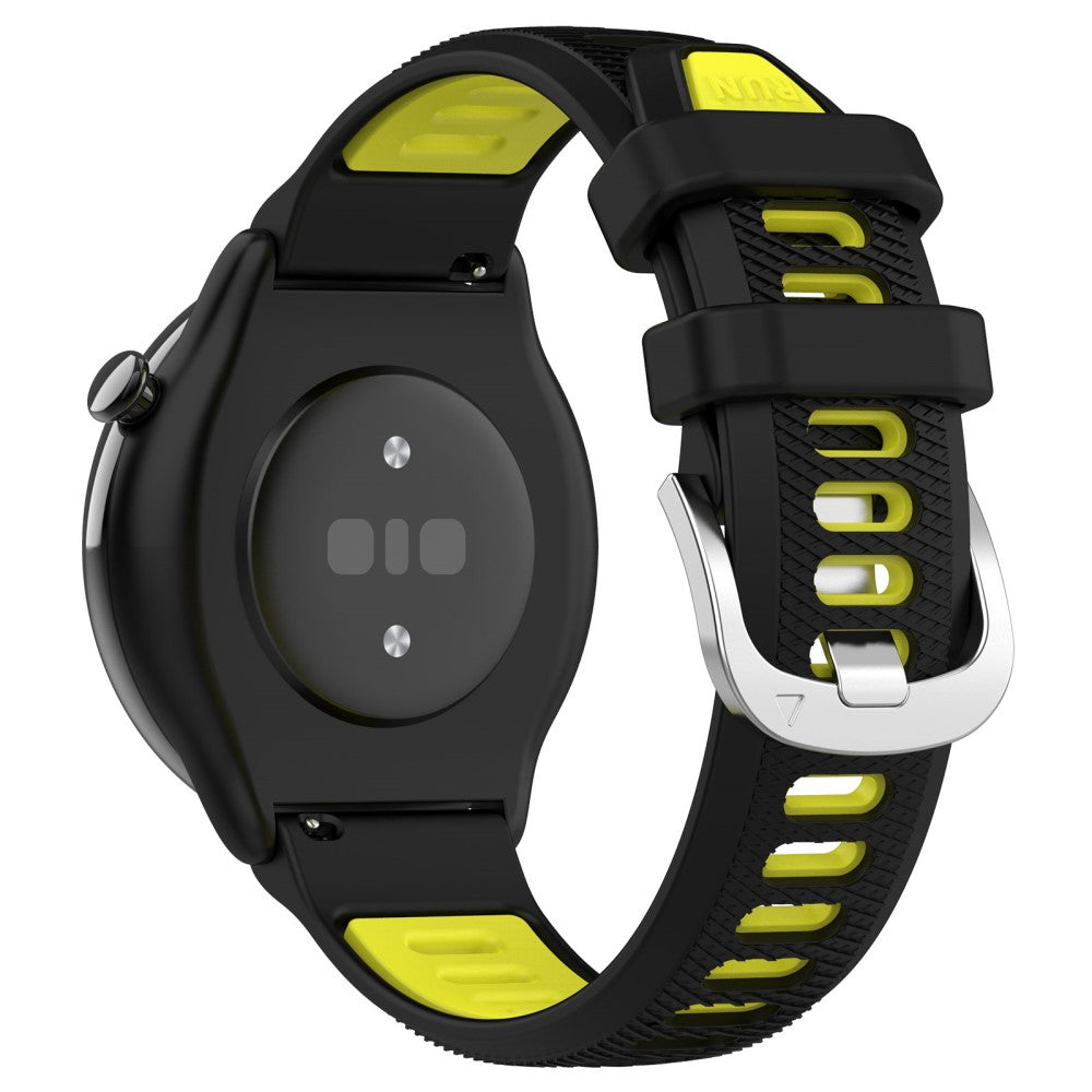 20mm Universal dual color cross strip silicone strap - Black / Lime#serie_8