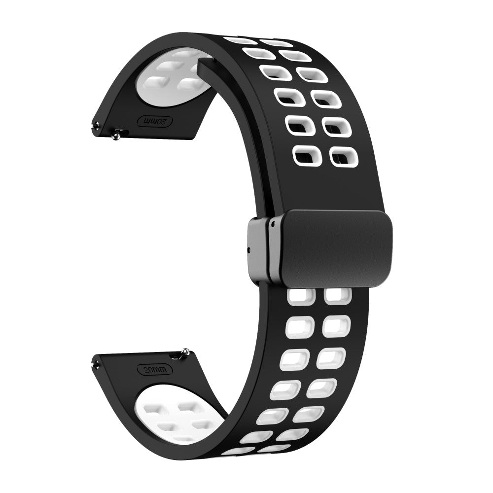 20mm Universal dual color silicone strap with black buckle - Black / White#serie_9