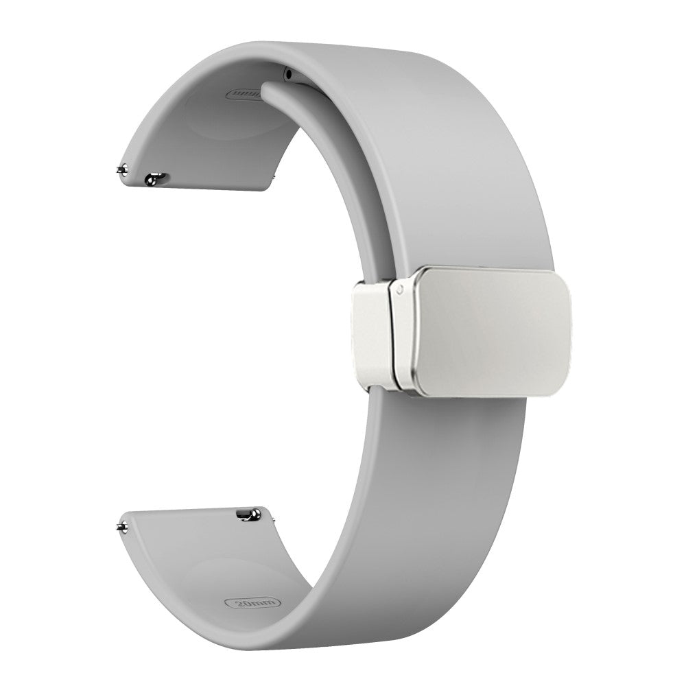 20mm Universal Silicone strap with folding silver buckle - Light Grey#serie_9
