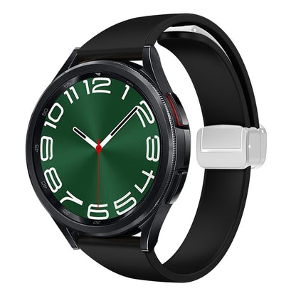 22mm Universal silicone sport strap with silver magnetic buckle - Black#serie_1