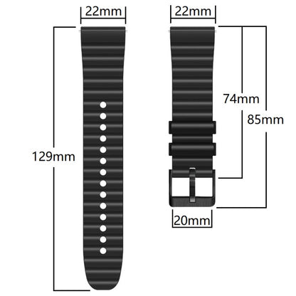 22mm Universal dual-color silicone strap with black buckle - White + Black#serie_2