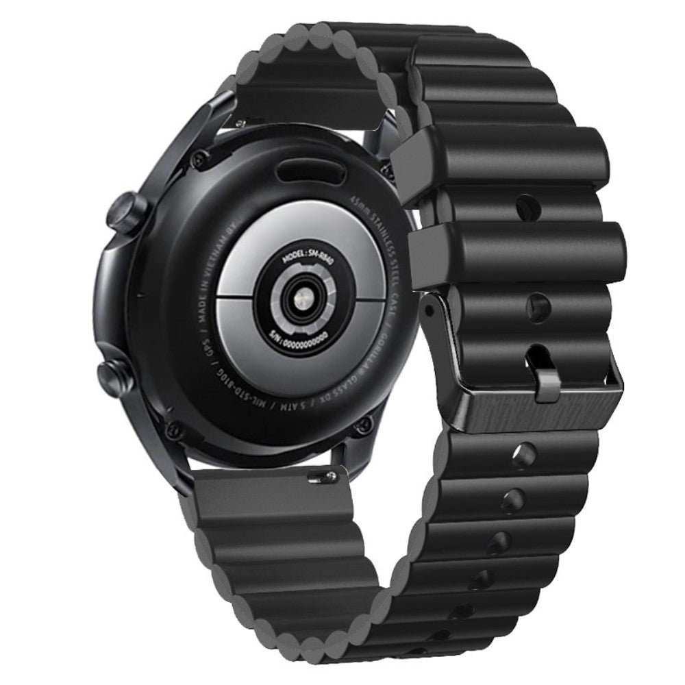 22mm Universal dual-color silicone strap with black buckle - Black#serie_7
