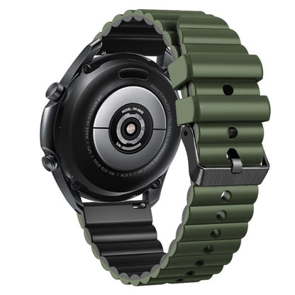 22mm Universal dual-color silicone strap with black buckle - Army Green+Black#serie_8