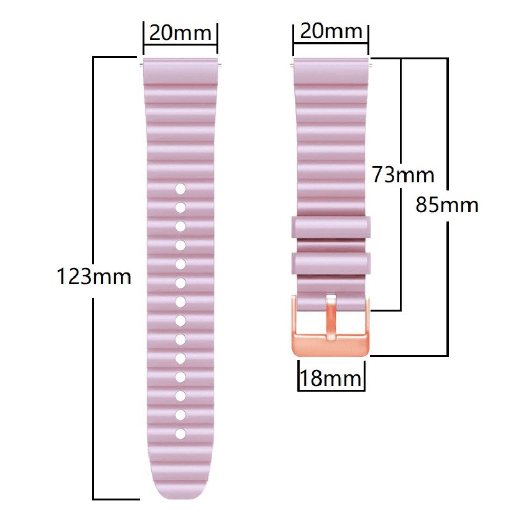 20mm Universal horizontal stripe style silicone strap with rose gold buckle - Light Purple+Orange#serie_8