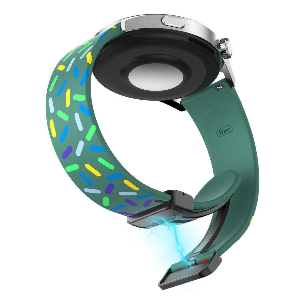 Super Holdbart Metal Og Silikone Universal Rem passer til Smartwatch - Grøn#serie_7