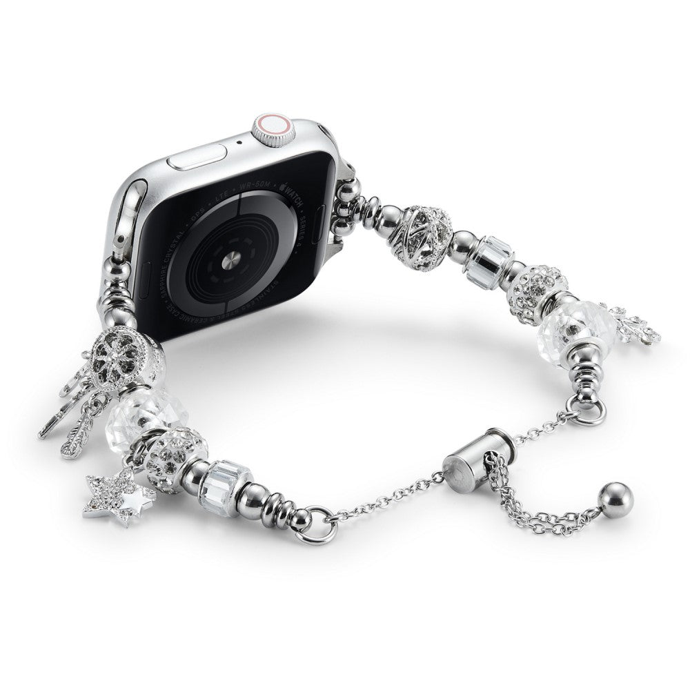 Mega Godt Metal Og Rhinsten Universal Rem passer til Apple Smartwatch - Sølv#serie_4