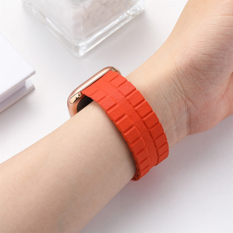 Mega Elegant Ægte Læder Universal Rem passer til Apple Smartwatch - Orange#serie_5