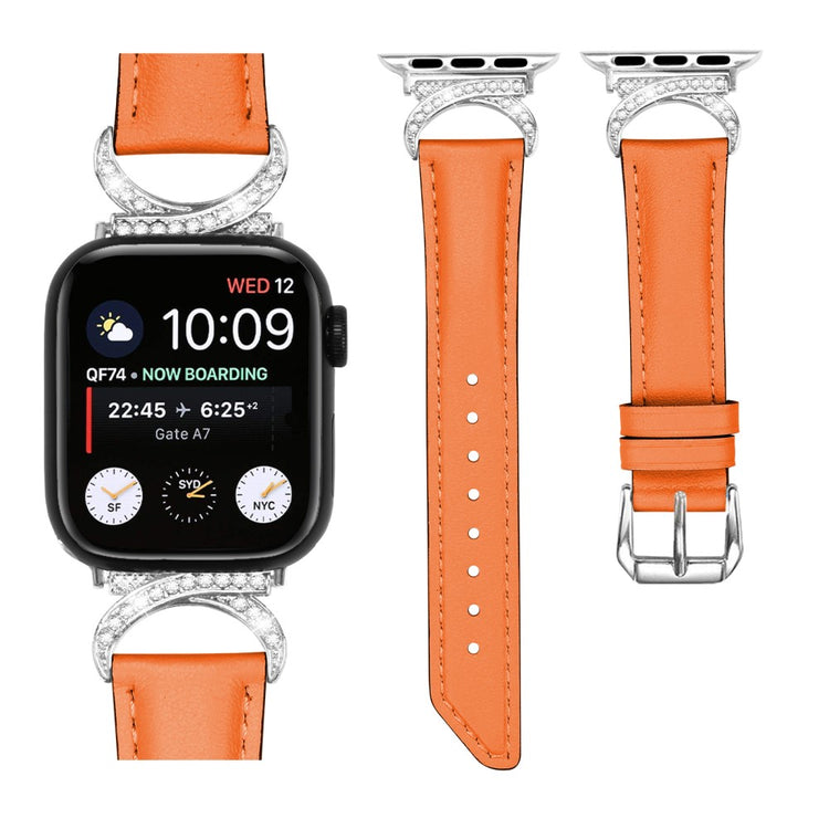 Helt Vildt Skøn Ægte Læder Universal Rem passer til Apple Smartwatch - Orange#serie_1