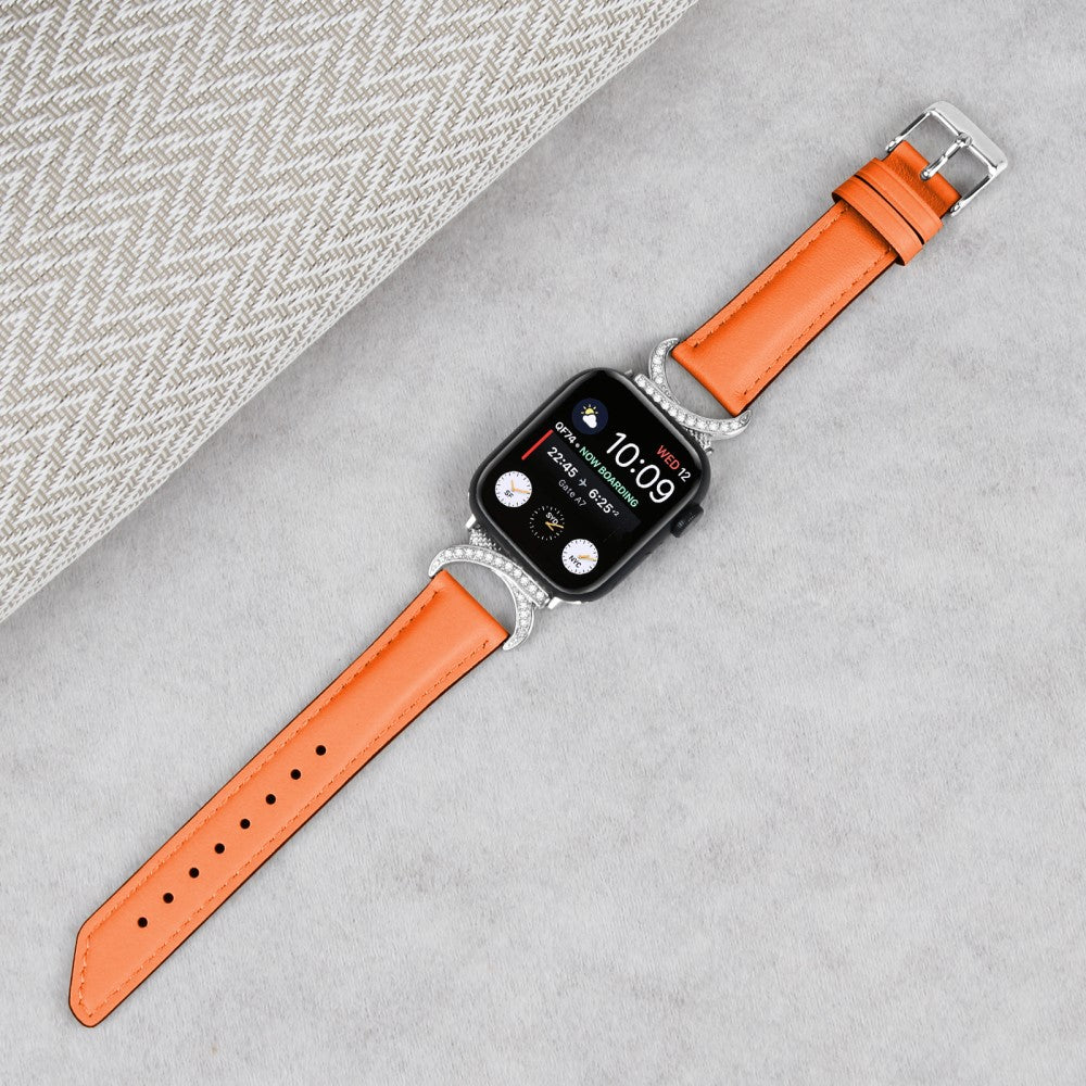 Helt Vildt Skøn Ægte Læder Universal Rem passer til Apple Smartwatch - Orange#serie_1