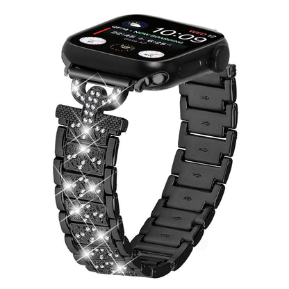 Super Cool Metal Og Rhinsten Universal Rem passer til Apple Smartwatch - Sort#serie_1