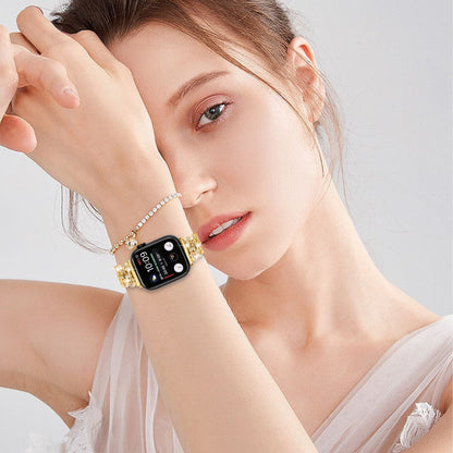Super Smuk Metal Og Rhinsten Universal Rem passer til Apple Smartwatch - Guld#serie_2