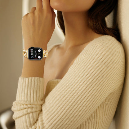 Super Smuk Metal Og Rhinsten Universal Rem passer til Apple Smartwatch - Guld#serie_2