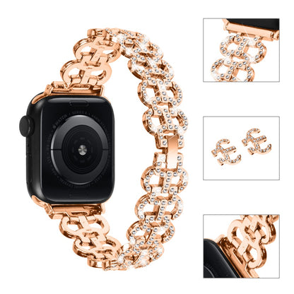 Super Smuk Metal Og Rhinsten Universal Rem passer til Apple Smartwatch - Pink#serie_3