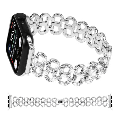 Super Smuk Metal Og Rhinsten Universal Rem passer til Apple Smartwatch - Sølv#serie_4