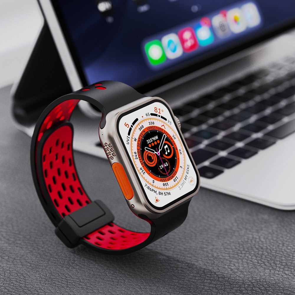 Fortrinligt Silikone Universal Rem passer til Apple Smartwatch - Sort#serie_8
