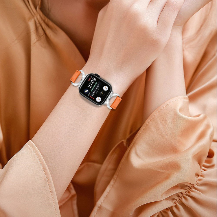 Nydelig Ægte Læder Universal Rem passer til Apple Smartwatch - Orange#serie_1