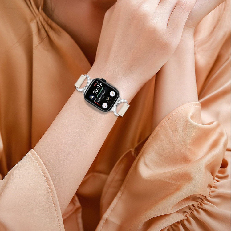 Nydelig Ægte Læder Universal Rem passer til Apple Smartwatch - Hvid#serie_5