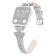 Apple Watch Series 8 (45mm) / Watch Ultra Genuine leather rhinestone décor strap with silver buckle