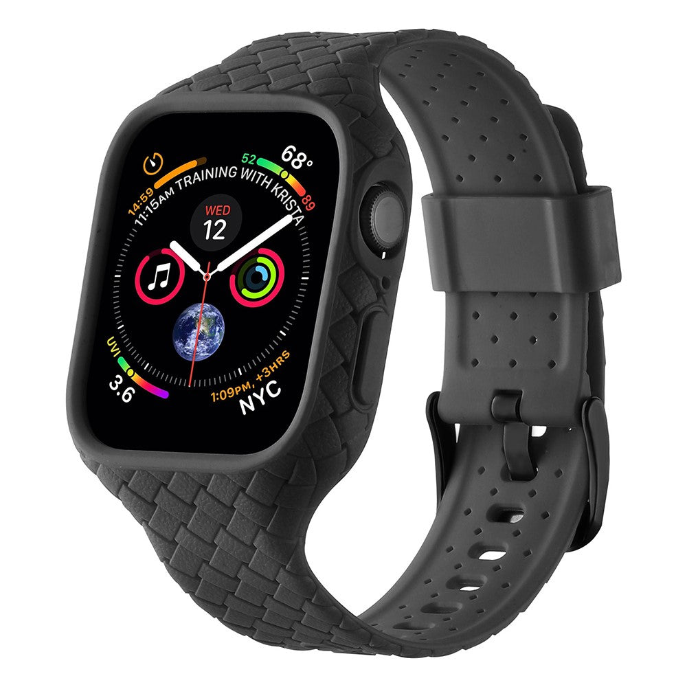 Metal Og Silikone Universal Rem passer til Apple Watch Series 8 (45mm) / Apple Watch Series 7 45mm - Sort#serie_5
