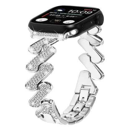 Vildt Fed Metal Og Rhinsten Universal Rem passer til Apple Smartwatch - Sølv#serie_4