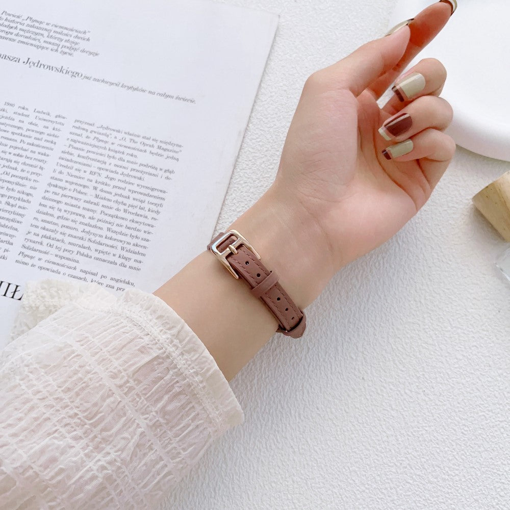 Stilren Ægte Læder Og Metal Universal Rem passer til Apple Smartwatch - Sort#serie_4