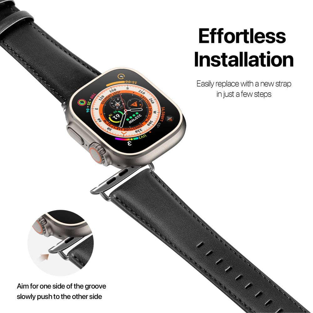 DUX DUCIS YS Apple Watch Series 9 41mm Cowhide leather strap - Black#serie_1