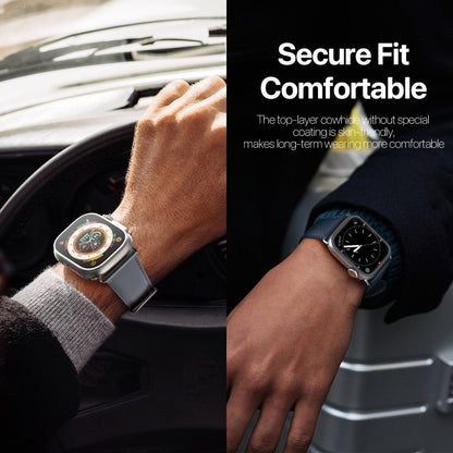 Skøn Metal Og Kunstlæder Universal Rem passer til Apple Smartwatch - Blå#serie_2