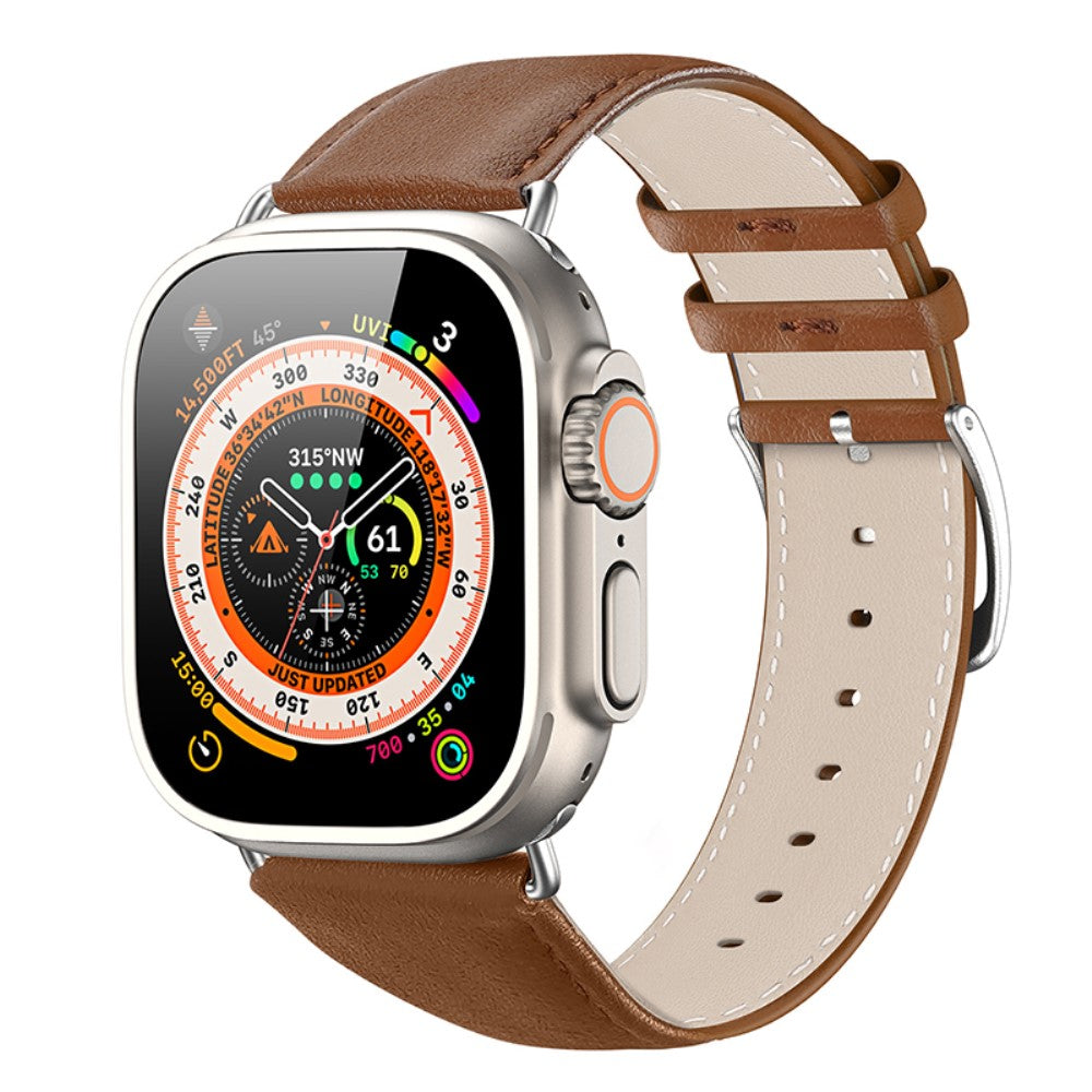 Skøn Metal Og Kunstlæder Universal Rem passer til Apple Smartwatch - Brun#serie_3