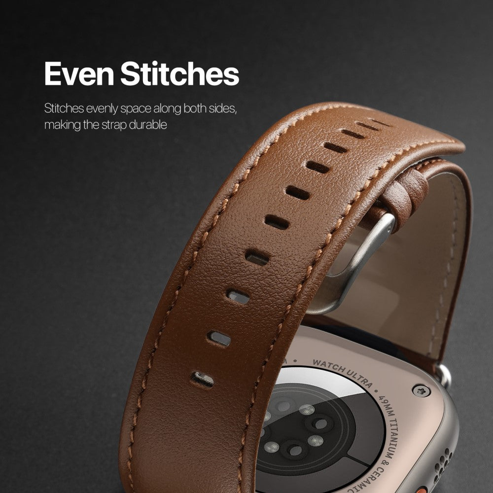 Skøn Metal Og Kunstlæder Universal Rem passer til Apple Smartwatch - Brun#serie_3