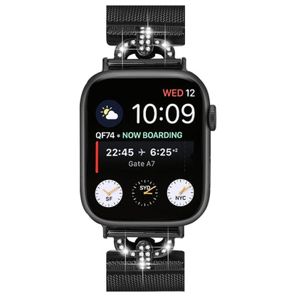 Nydelig Metal Og Rhinsten Universal Rem passer til Apple Smartwatch - Sort#serie_016