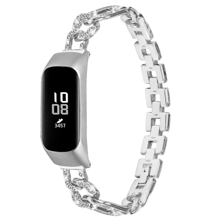 Meget Cool Metal Og Rhinsten Rem passer til Samsung Galaxy Fit-e - Sølv#serie_3