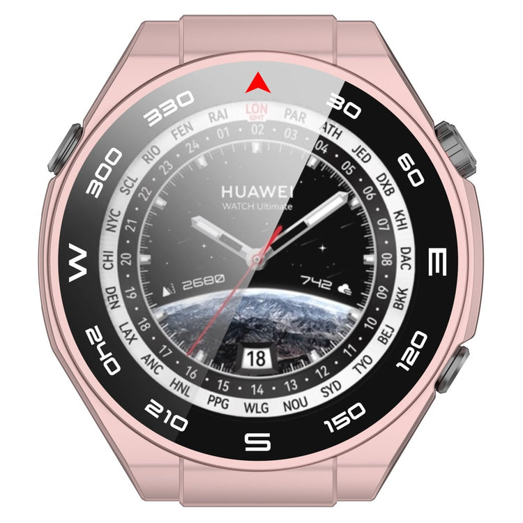 Vildt Godt Cover med Skærmbeskytter i Plastik og Hærdet Glas passer til Huawei Watch Ultimate - Pink#serie_4