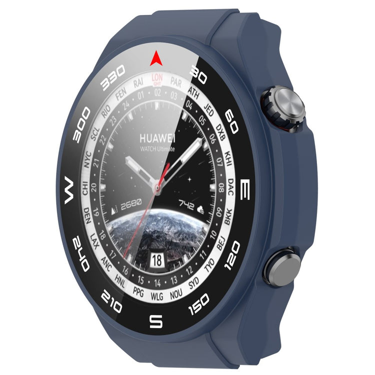 Vildt Godt Cover med Skærmbeskytter i Plastik og Hærdet Glas passer til Huawei Watch Ultimate - Blå#serie_6