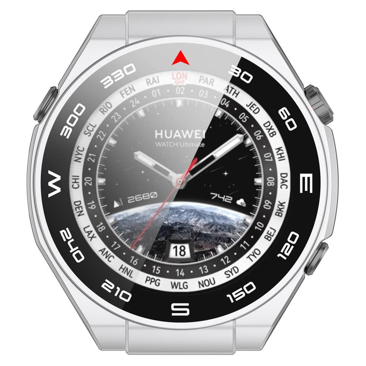 Vildt Godt Cover med Skærmbeskytter i Plastik og Hærdet Glas passer til Huawei Watch Ultimate - Sølv#serie_8